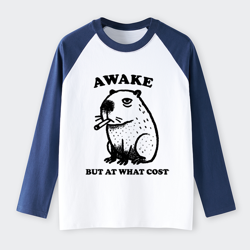 Tokyo-Tiger Smoking Capybara Raglan Long Sleeve T-shirt