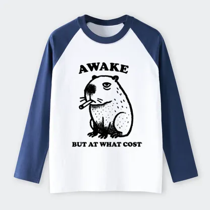 Tokyo-Tiger Smoking Capybara Raglan Long Sleeve T-shirt