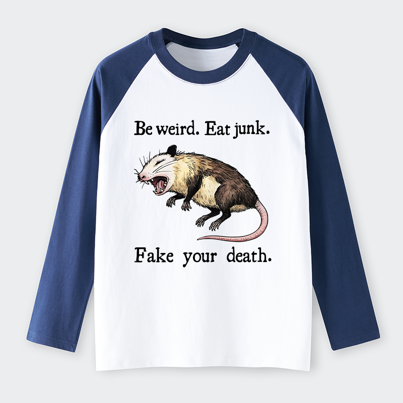 Tokyo-Tiger Possum Playing Dead Raglan Long Sleeve T-shirt