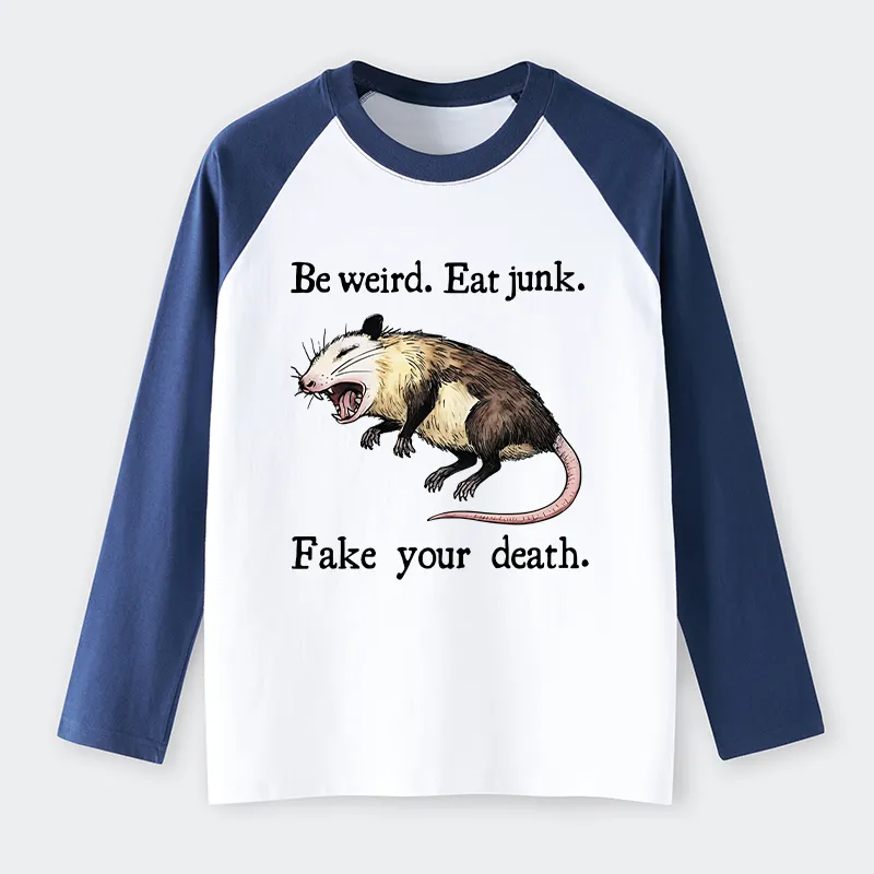 Tokyo-Tiger Possum Playing Dead Raglan Long Sleeve T-shirt