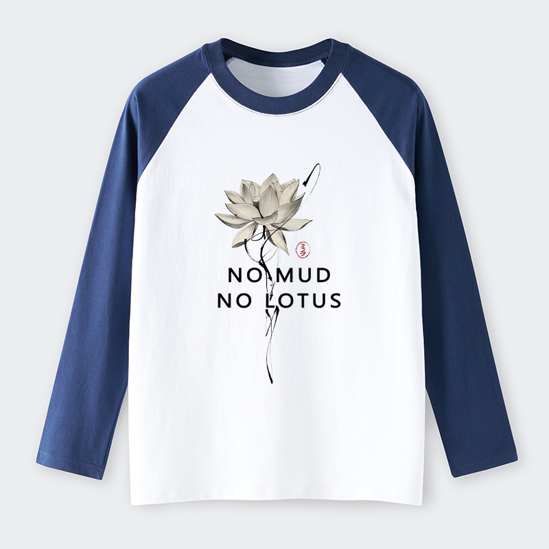 Tokyo-Tiger Japanese Zen Lotus Raglan Long Sleeve T-shirt