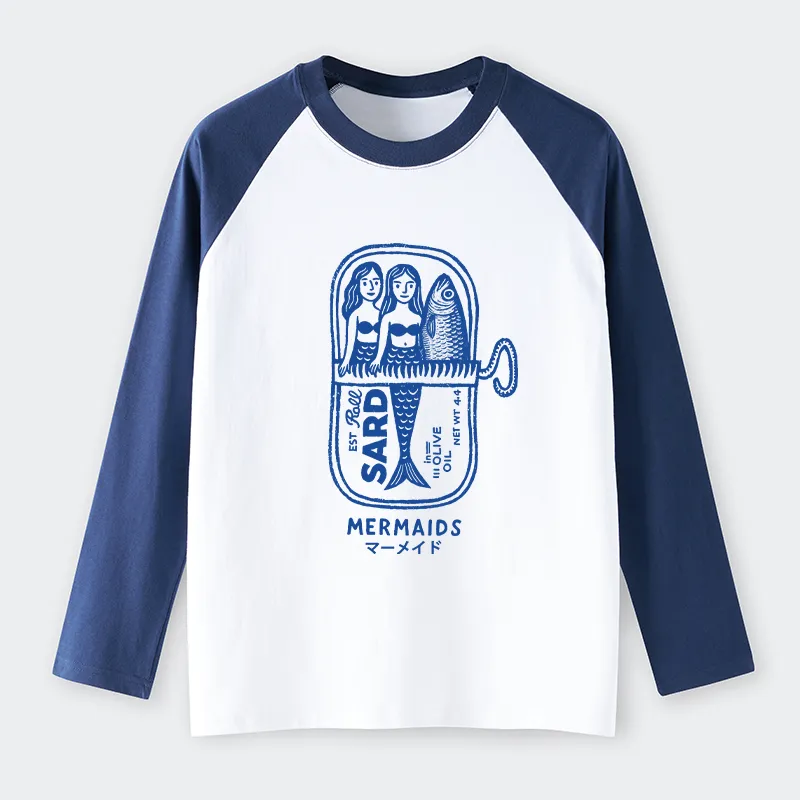 Tokyo-Tiger Mermaid Can Raglan Long Sleeve T-shirt