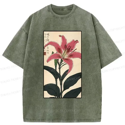 Tokyo-Tiger Retro Lily Washed T-Shirt
