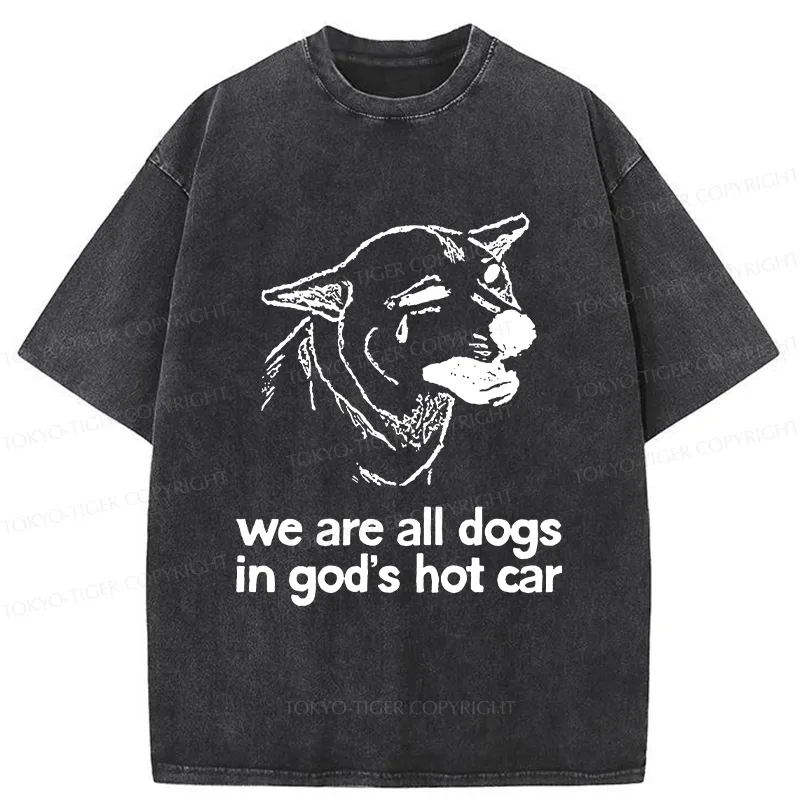 Tokyo-Tiger Sad Dog Funny Washed T-Shirt
