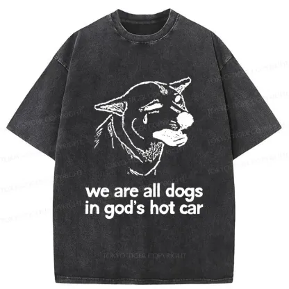 Tokyo-Tiger Sad Dog Funny Washed T-Shirt