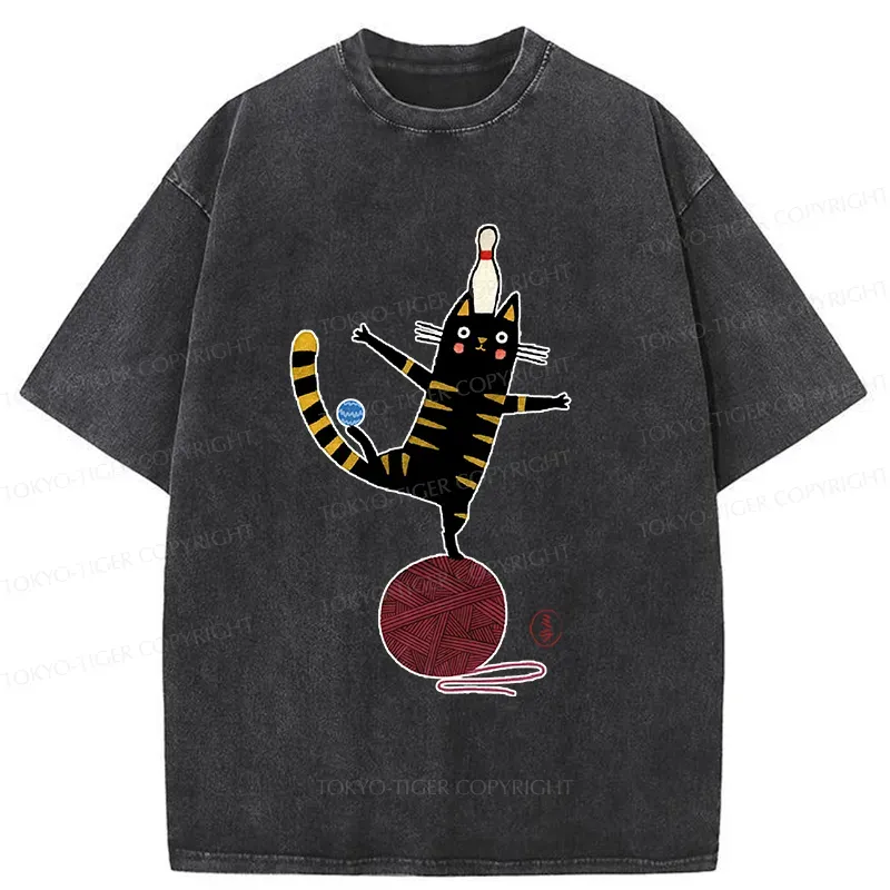 Tokyo-Tiger Acrobatic Kitten Washed T-Shirt