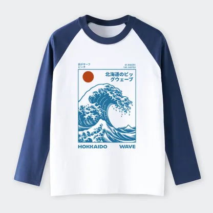 Tokyo-Tiger Hokkaido Wave Japan Raglan Long Sleeve T-shirt