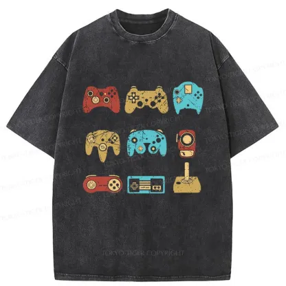 Tokyo-Tiger Game Controller Washed T-Shirt