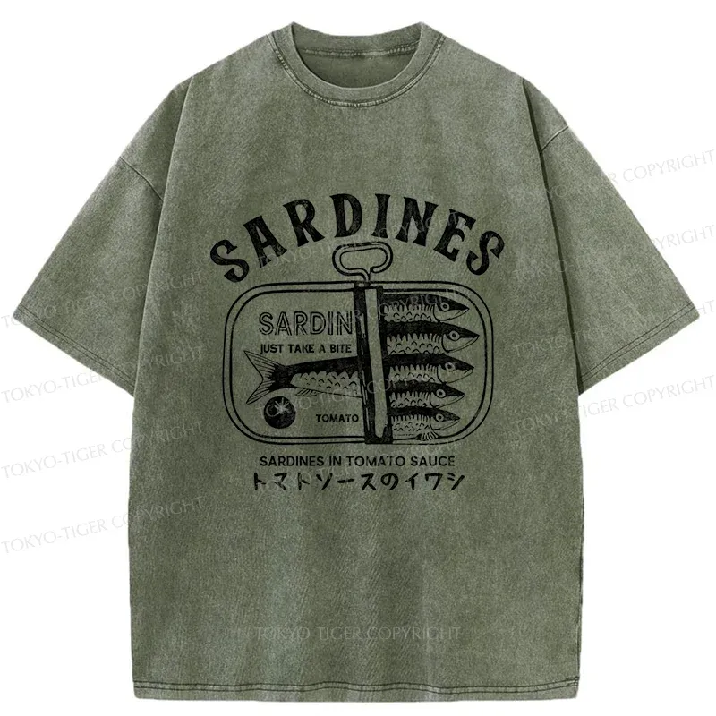 Tokyo-Tiger Delicious Canned Sardine Washed T-Shirt