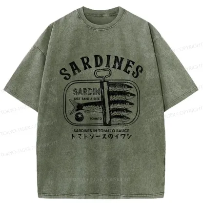 Tokyo-Tiger Delicious Canned Sardine Washed T-Shirt