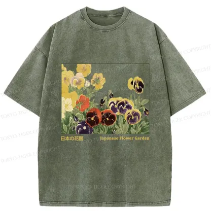 Tokyo-Tiger Beautiful Garden Washed T-Shirt