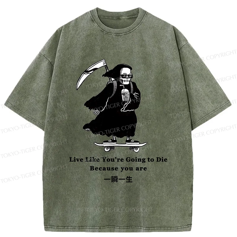 Tokyo-Tiger Death Skateboard Washed T-Shirt