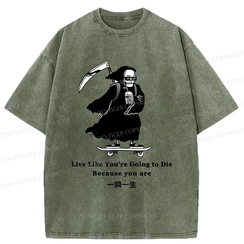 Tokyo-Tiger Death Skateboard Washed T-Shirt