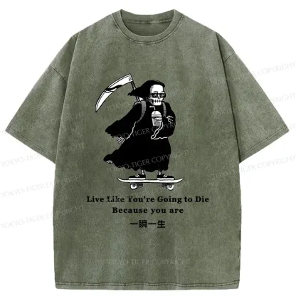 Tokyo-Tiger Death Skateboard Washed T-Shirt