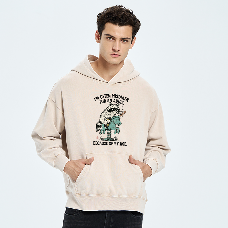 Tokyo-Tiger funny Raccoon and Horse meme Washed Hoodie