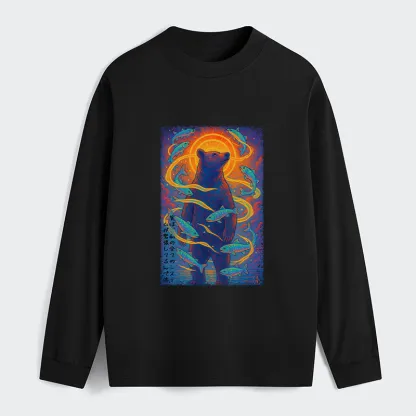 Tokyo-Tiger Ukiyoe Bear and Fish Vintage Poster Classic Long Sleeve T-Shirt