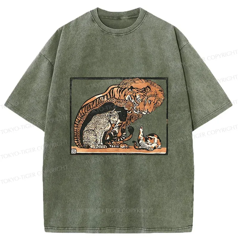 Tokyo-Tiger Adorable Felines Washed T-Shirt