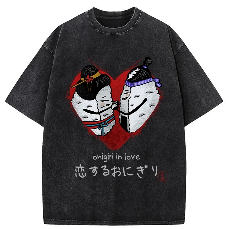 Tokyo-Tiger Onigiri In Love Washed T-Shirt