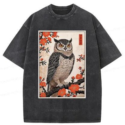 Tokyo-Tiger Vintage Japanese Owl Washed T-Shirt