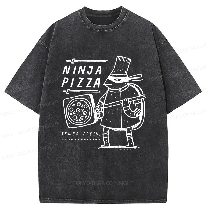 Tokyo-Tiger Turtle Pizza Washed T-Shirt
