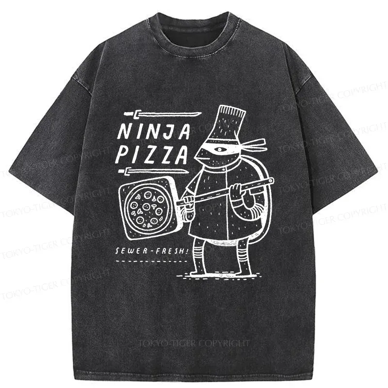 Tokyo-Tiger Turtle Pizza Washed T-Shirt