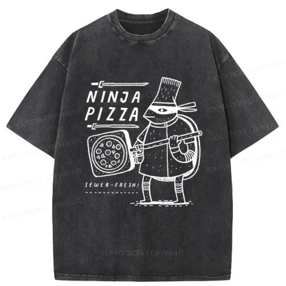Tokyo-Tiger Turtle Pizza Washed T-Shirt