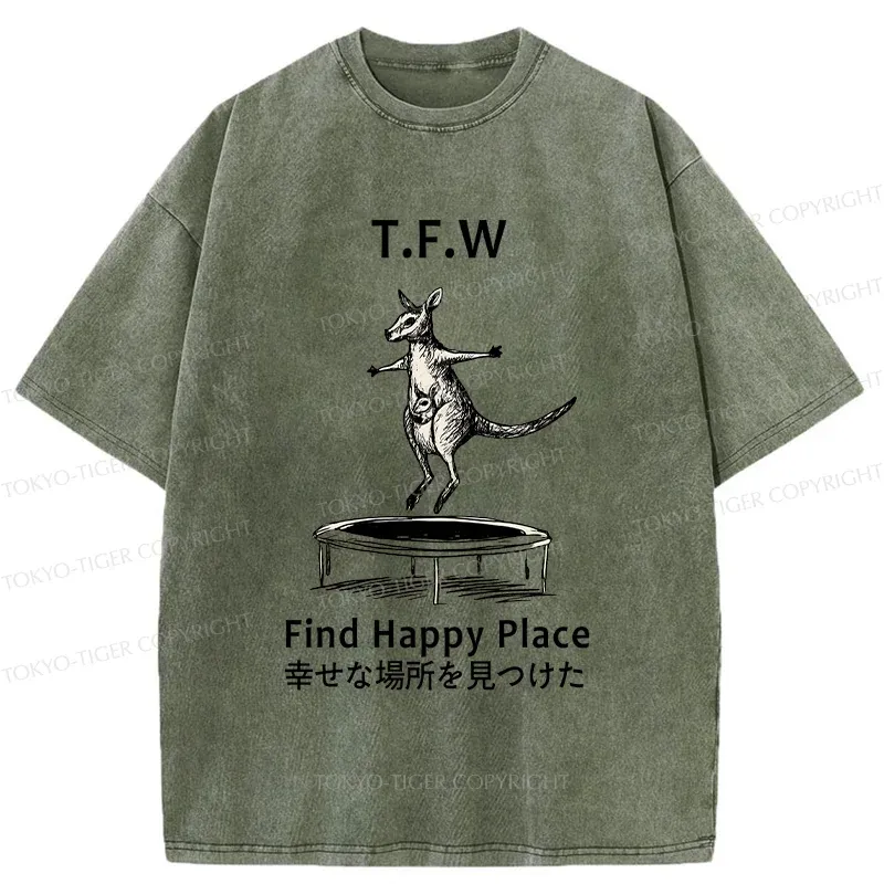 Tokyo-Tiger Funny Kangaroo Washed T-Shirt