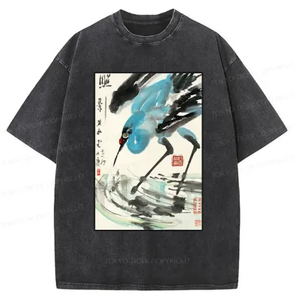 Tokyo-Tiger Crane In The Pond Washed T-Shirt