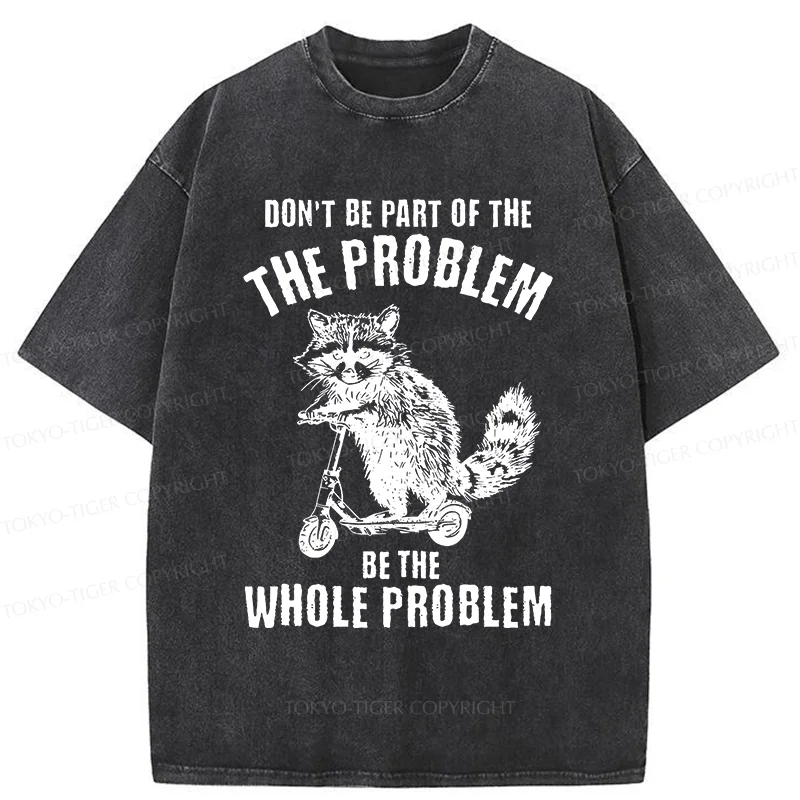 Tokyo-Tiger Raccoon Riding A Skateboard Washed T-Shirt