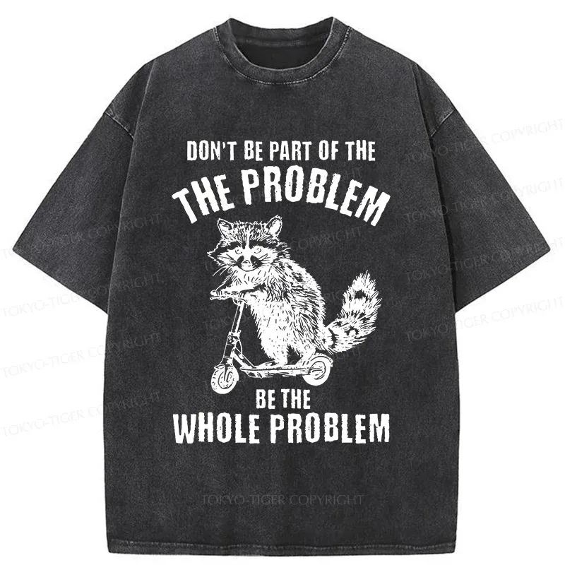 Tokyo-Tiger Raccoon Riding A Skateboard Washed T-Shirt