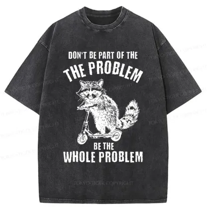 Tokyo-Tiger Raccoon Riding A Skateboard Washed T-Shirt