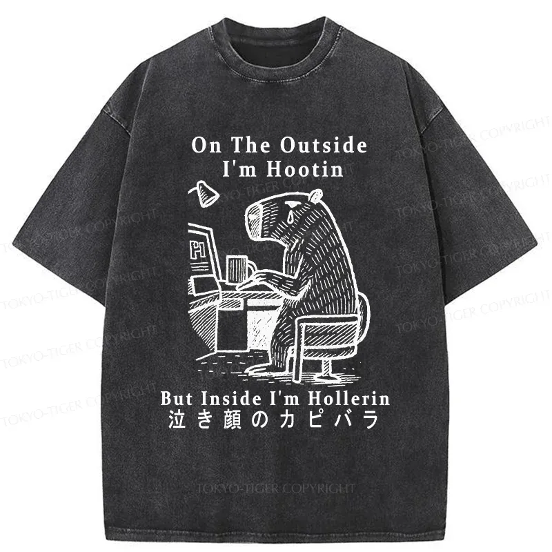 Tokyo-Tiger Capybara Screams Inside Washed T-Shirt