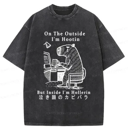 Tokyo-Tiger Capybara Screams Inside Washed T-Shirt
