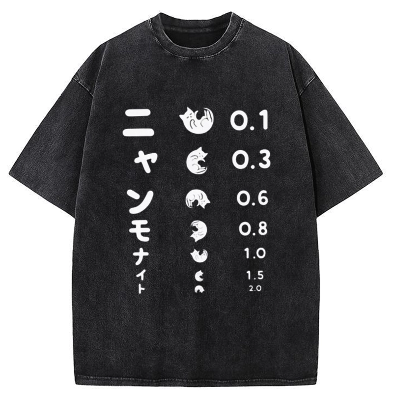Tokyo-Tiger Cat Eye Chart Washed T-Shirt