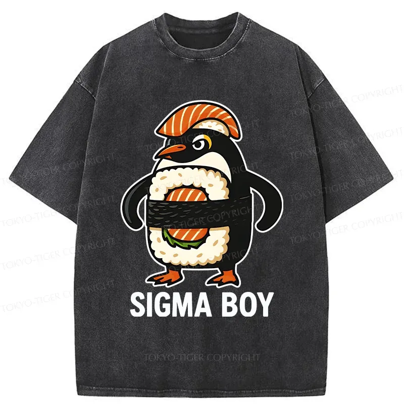 Tokyo-Tiger Sushi Penguin Washed T-Shirt