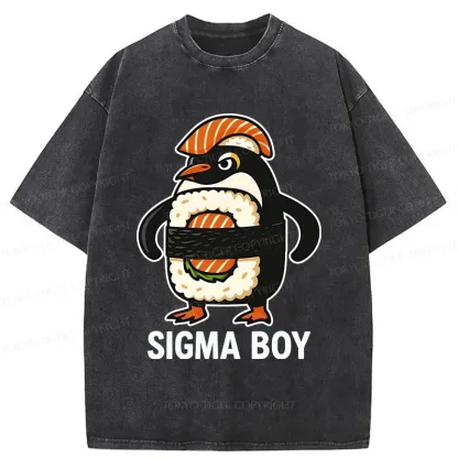 Tokyo-Tiger Sushi Penguin Washed T-Shirt