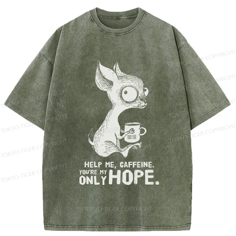 Tokyo-Tiger Caffeine In Need Washed T-Shirt