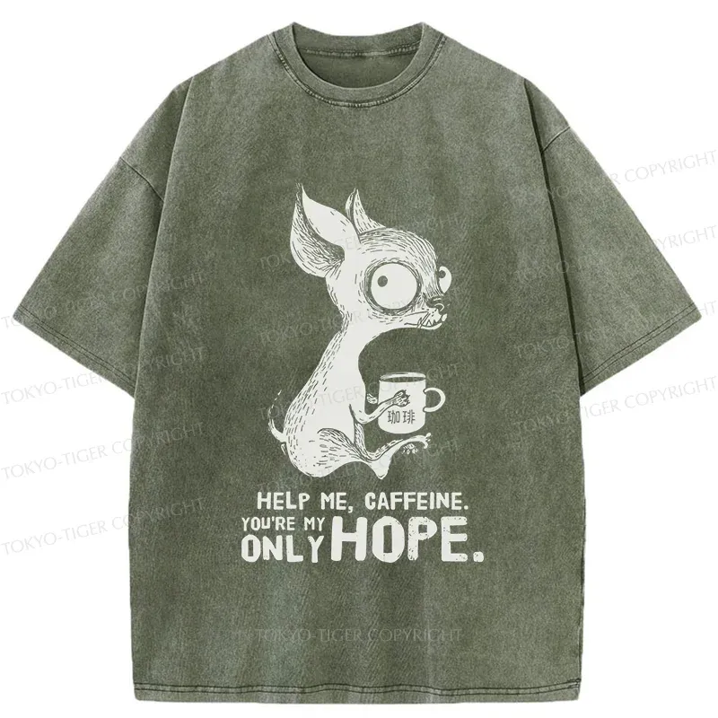 Tokyo-Tiger Caffeine In Need Washed T-Shirt