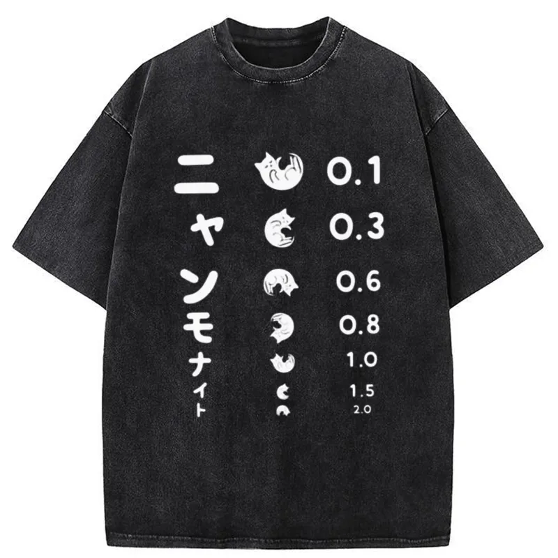 Tokyo-Tiger Cat Eye Chart Washed T-Shirt