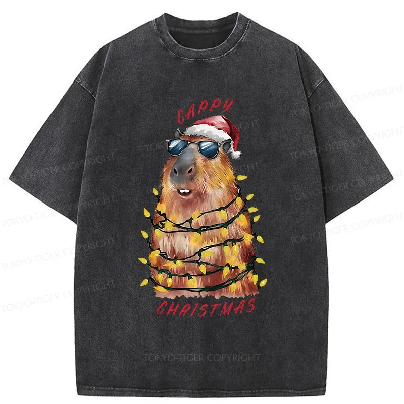 Tokyo-Tiger Merry Christmas Capybara Washed T-Shirt
