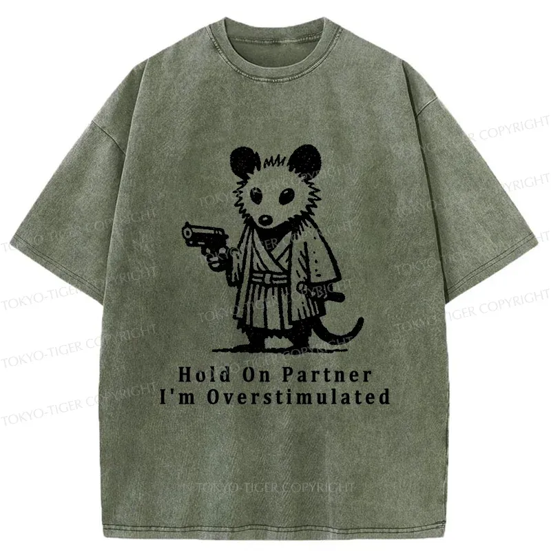 Tokyo-Tiger Funny Possum Samurai Washed T-Shirt