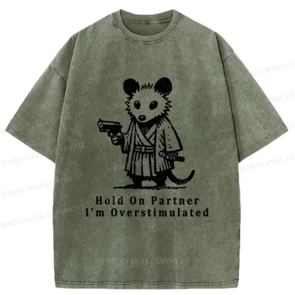 Tokyo-Tiger Funny Possum Samurai Washed T-Shirt