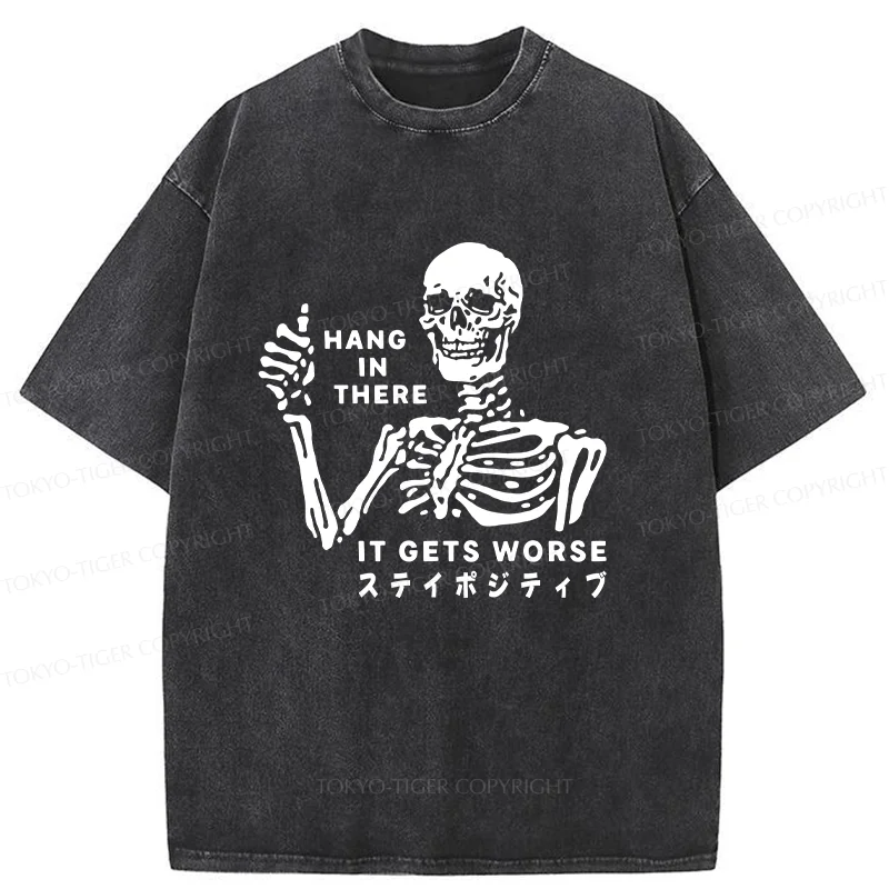 Tokyo-Tiger Taunting Skeleton Washed T-Shirt