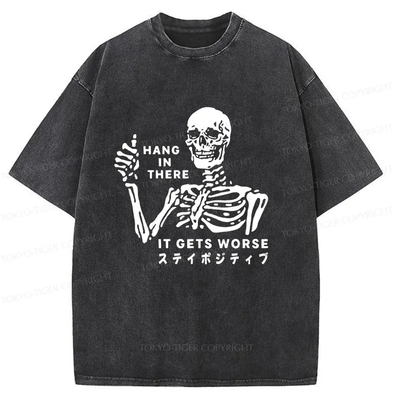 Tokyo-Tiger Taunting Skeleton Washed T-Shirt Sale