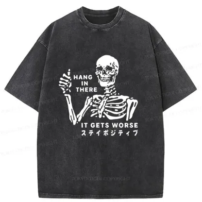 Tokyo-Tiger Taunting Skeleton Washed T-Shirt