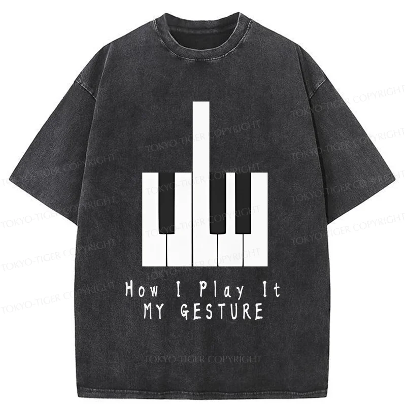Tokyo-Tiger Piano Gesture Washed T-Shirt