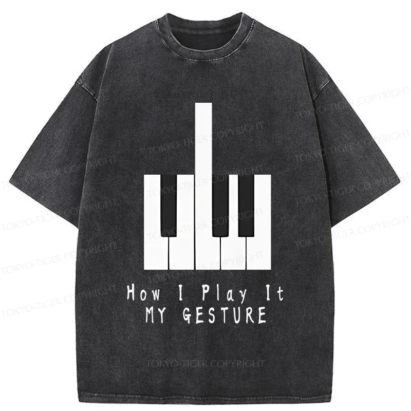 Tokyo-Tiger Piano Gesture Washed T-Shirt