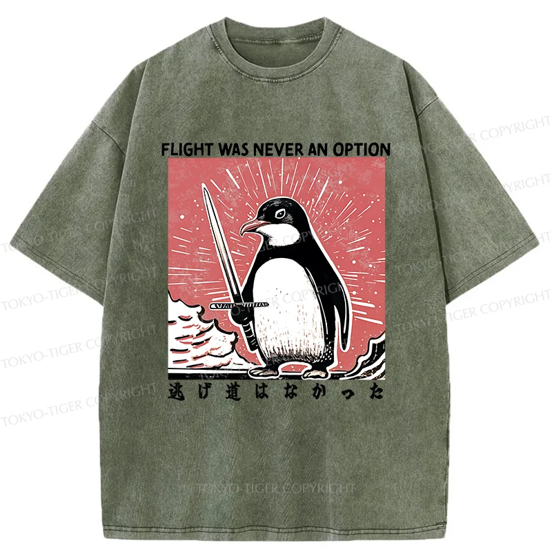 Tokyo-Tiger Fighting Penguin Washed T-Shirt