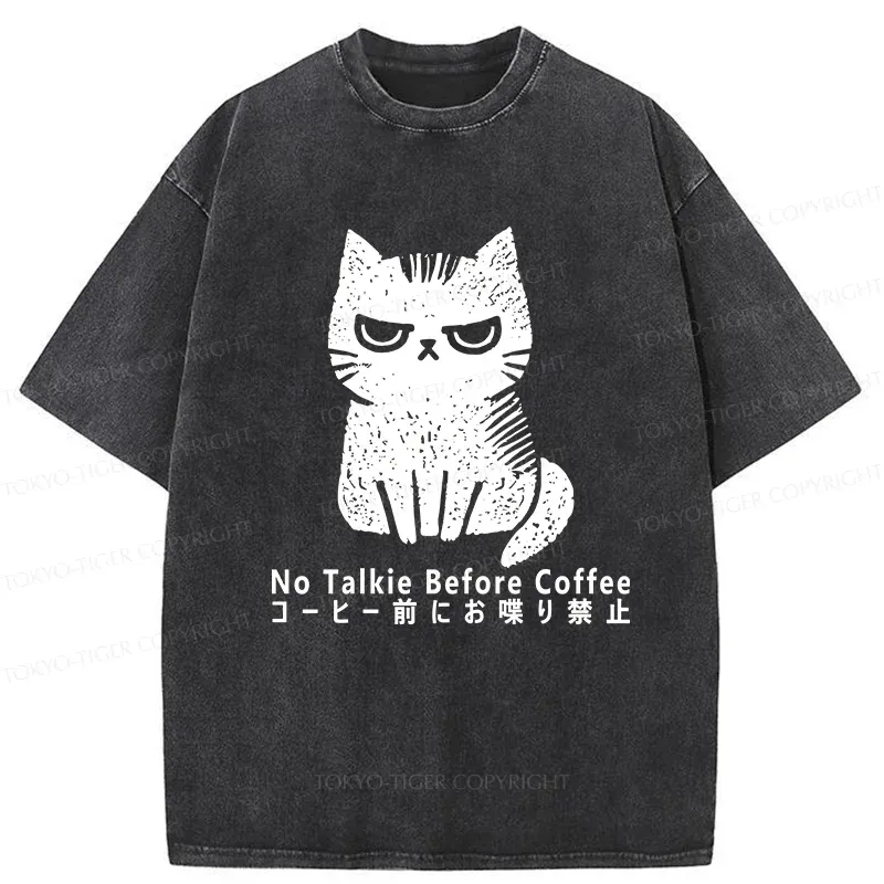 Tokyo-Tiger No Talkie Before Coffee Washed T-Shirt Sale