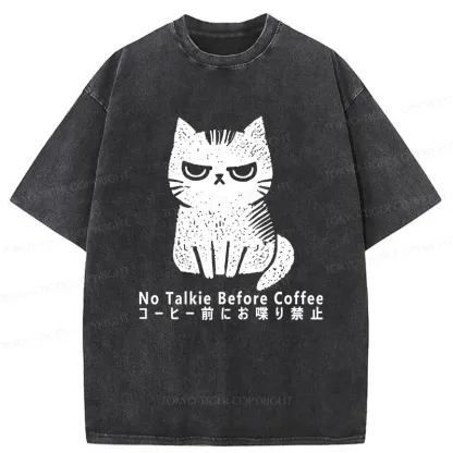 Tokyo-Tiger No Talkie Before Coffee Washed T-Shirt